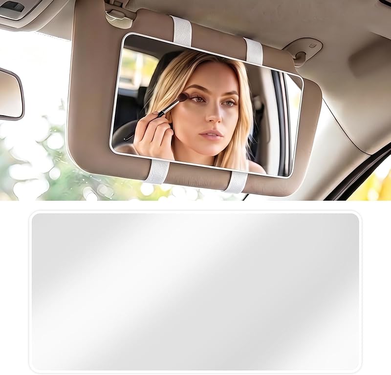 Espelho para para-sol automotivo Sixzoo branco com tiras – 1 unidade