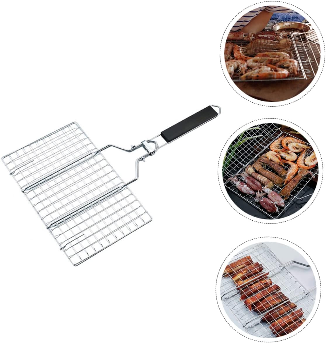 Stainless Steel Bbq Grill Basket with Removable Handle Non Stick Barbecue Basket for Fish and Vegetables Easy to Clean Outdoor Grilling Accessory for Weekend Barbecue