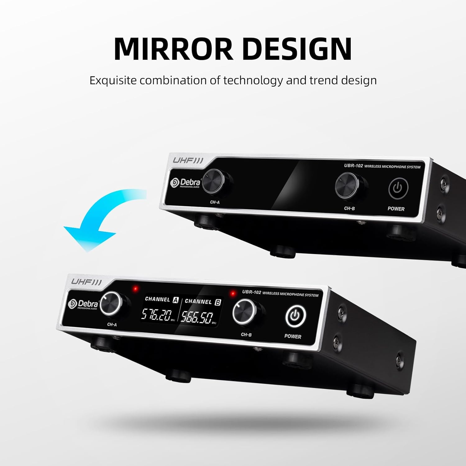 D Debra Wireless Microphone System UHF UBR-102 with Cordless Handheld Lavalier Headset Mics, 260ft Range, Suitable for Church, Lectures, Karaoke, Weddings, DJ, and Bars(2 Bodypack) - Image 2