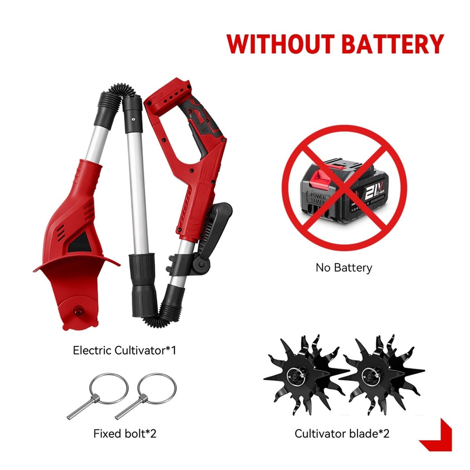 15CM Bezszczotkowy Elektryczny Glebogryzarka Kultywator Kosiarka Akumulatorowa Wertykulator Akumulatorowy Elektronarzędzie Ogrodowe Na Pin Akumulatora DużA Moc(Without Battery)