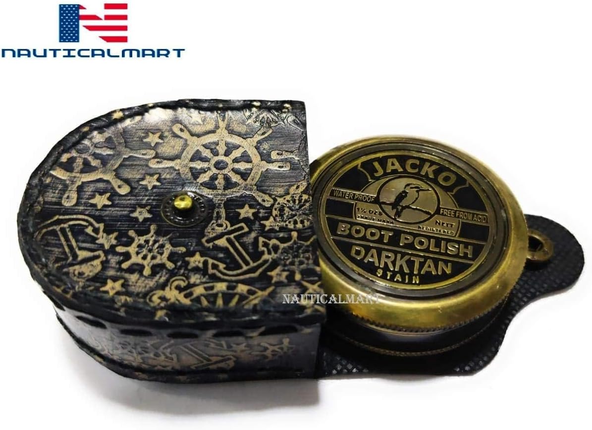 NauticalMart Brass Compass Jacko Boot Polish Darktan Stain Compass