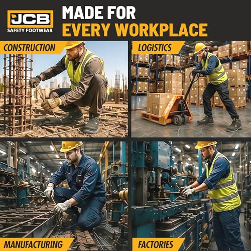 Image of JCB Joey Light Weight Safety Shoes for Man | Nubuck Leather Sporty Design | Steel Toe Cap | SRC Antislip & Oil Resistant | Double Density, Antistatic & Abrasion Resistance | Black | Size 6-10 UK