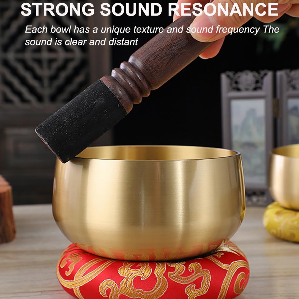 Campana Tibetana per Meditazione Chakra in Metallo, Autentica Campana Sonora Fatta A Mano (Custodia Ad Anello E Bacchetta per Percussioni), Campana Tibetana per Principianti