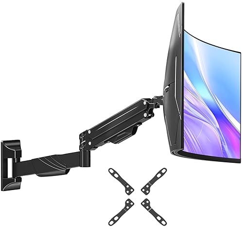 MOUNT PRO Monitor Wall Mount for 17-43" Ultrawide Screens, Single Wall Mount Monitor Arm Holds up to 33.1 lbs, Full Motion Adjustable Wall Bracket with VESA Extension Kit, VESA Mount Max 200x200mm
