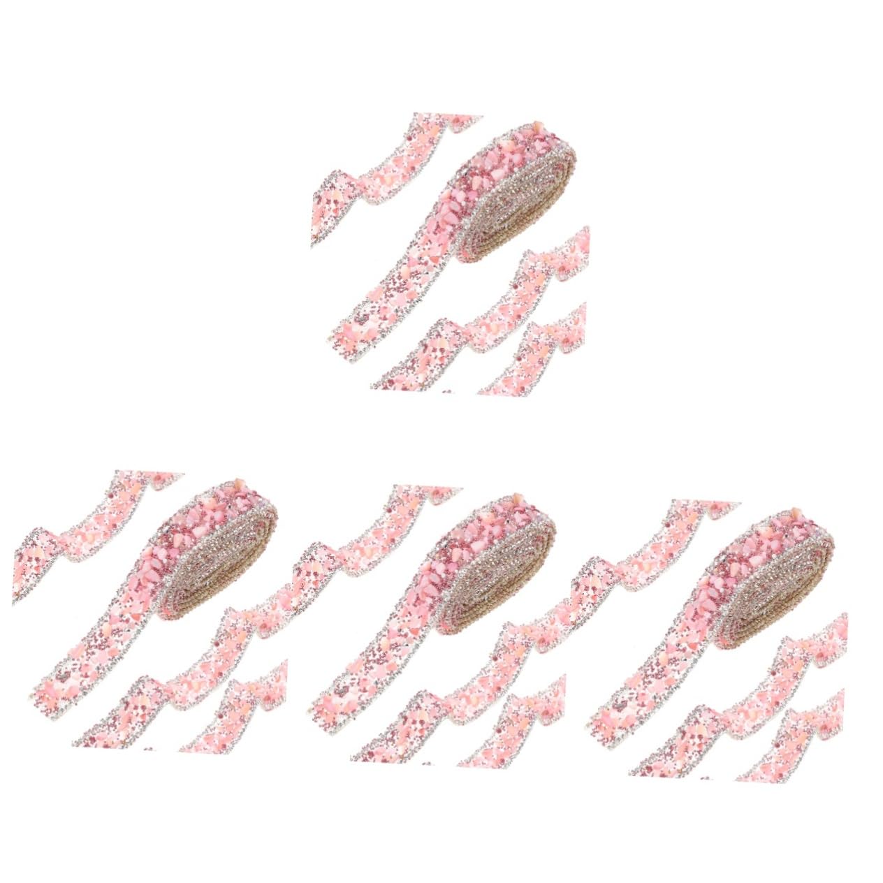 Tofficu 4rollen Dekorativer Strass Trim Zuschneidbar Elegantes Design Für Hochzeiten Und Partys Handgefertigt Kleidung Leicht Anwendbar Hitzebeständig Vielseitig Verwendbar