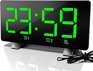 RALIRA Alarm Clock, LED Screen FM Radio Alarm Clock Support Dual Alarms Snooze Time Memory Function USB Charging Port With USB Cable 6 Inch Large