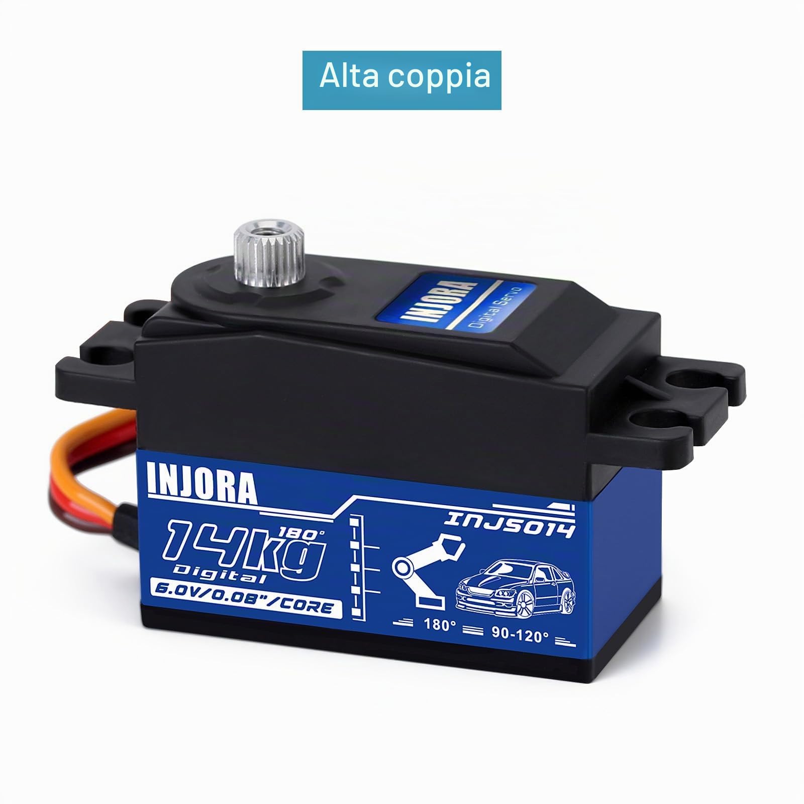 INJORA RC Digitale Servo 14 kg Basso Profilo Coppia Elevata Servo per 1/10 1/12 RC Veicoli On-Road Touring Drift Car Elicottero Ala Fissa Aereo (Controllo Angolo 90°-180°)
