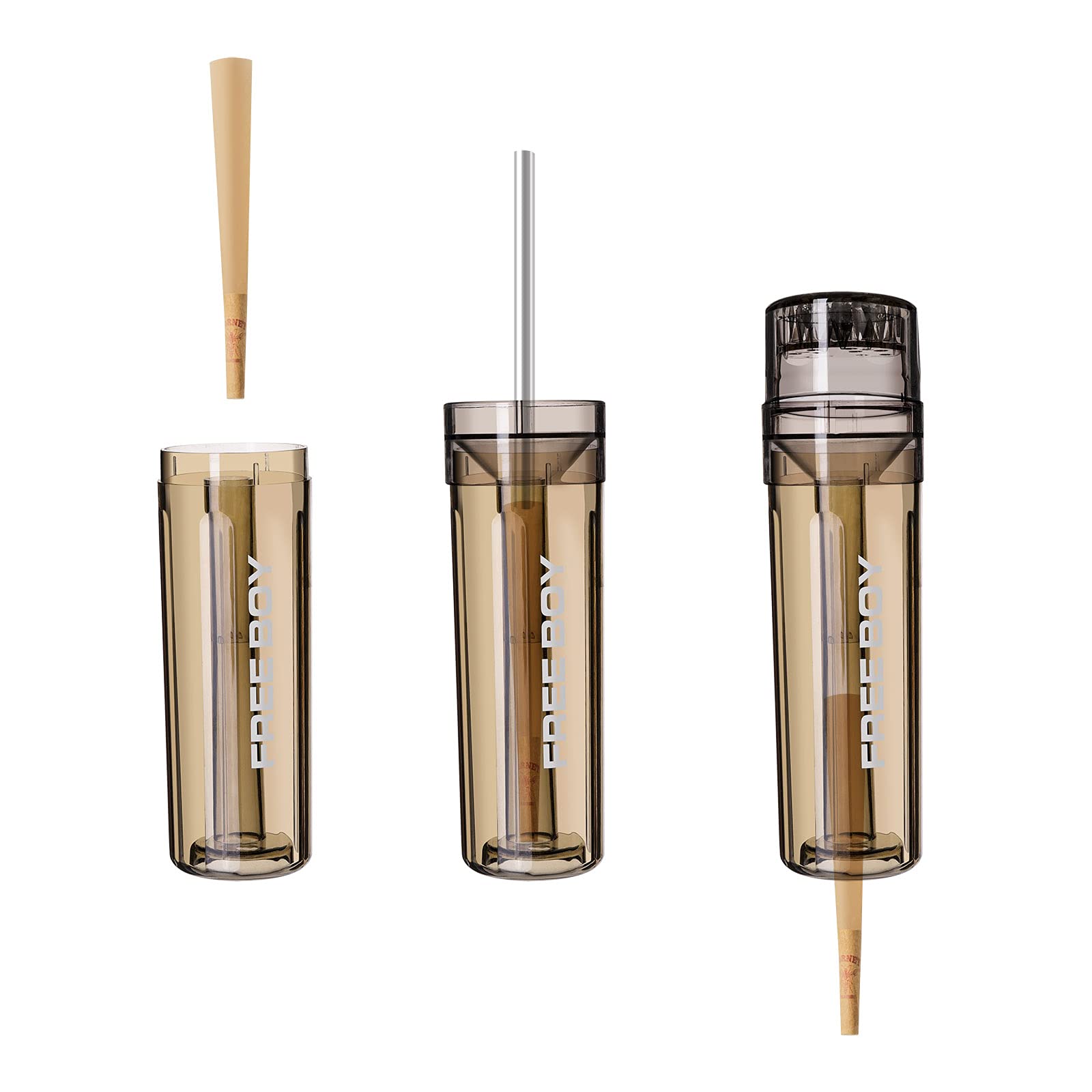 Free Boy Transparent Herb & Spice Grinder,Grinder Roll Pack with Cone