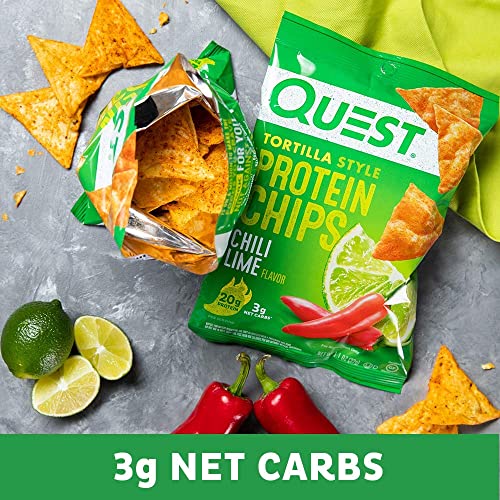 image for Quest Nutrition Tortilla Style Protein Chips, Chili Lime, Low Carb, Gl