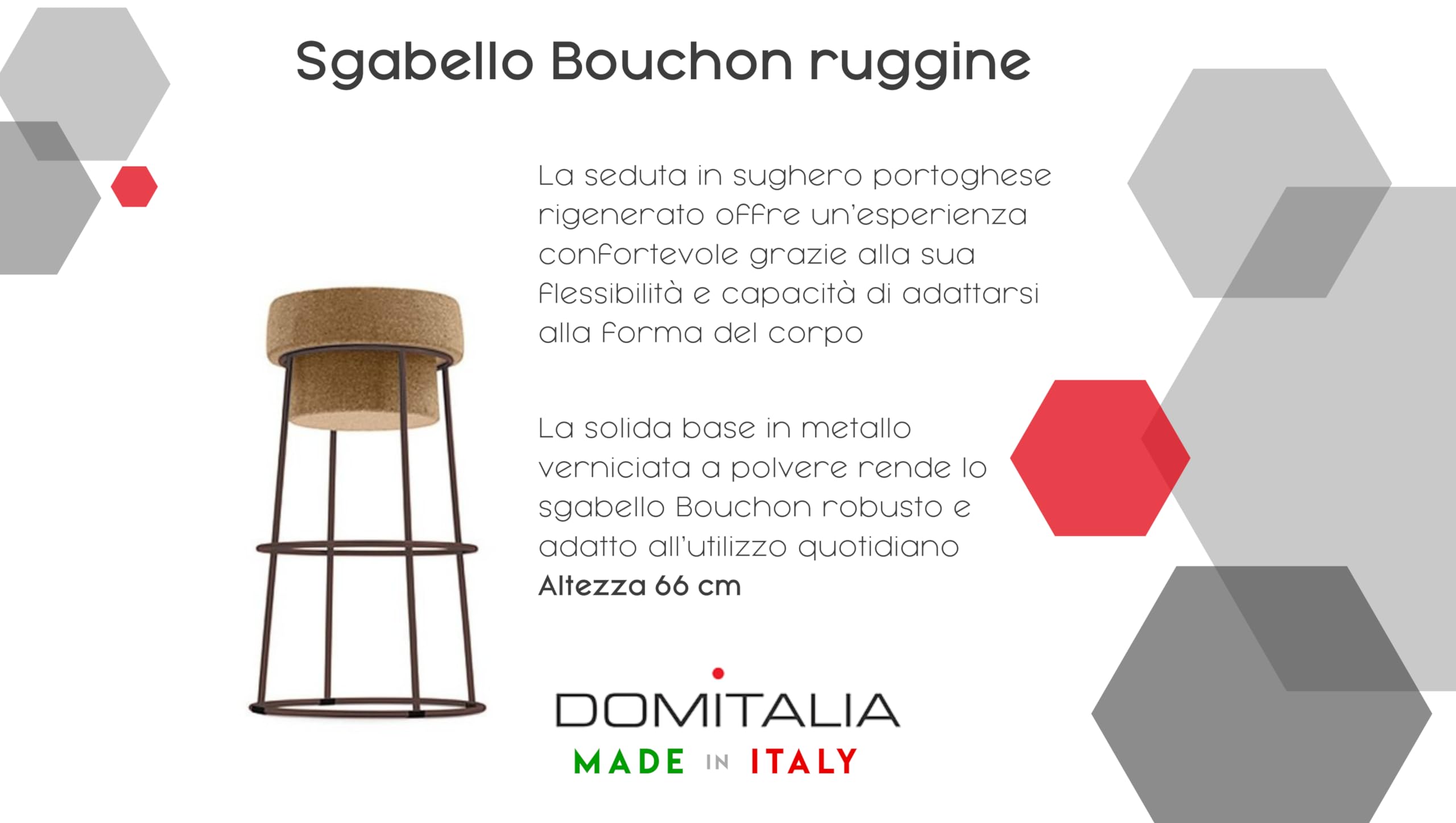 ZStyle Sgabello Bouchon Tappo Bottiglia In Sughero e Metallo - Champagne - Spumante - Originale Domitalia -Gabbietta - Moderni - Design - Bar Vino Enoteca (L 40 x P 40 x H 66 cm, Ruggine)