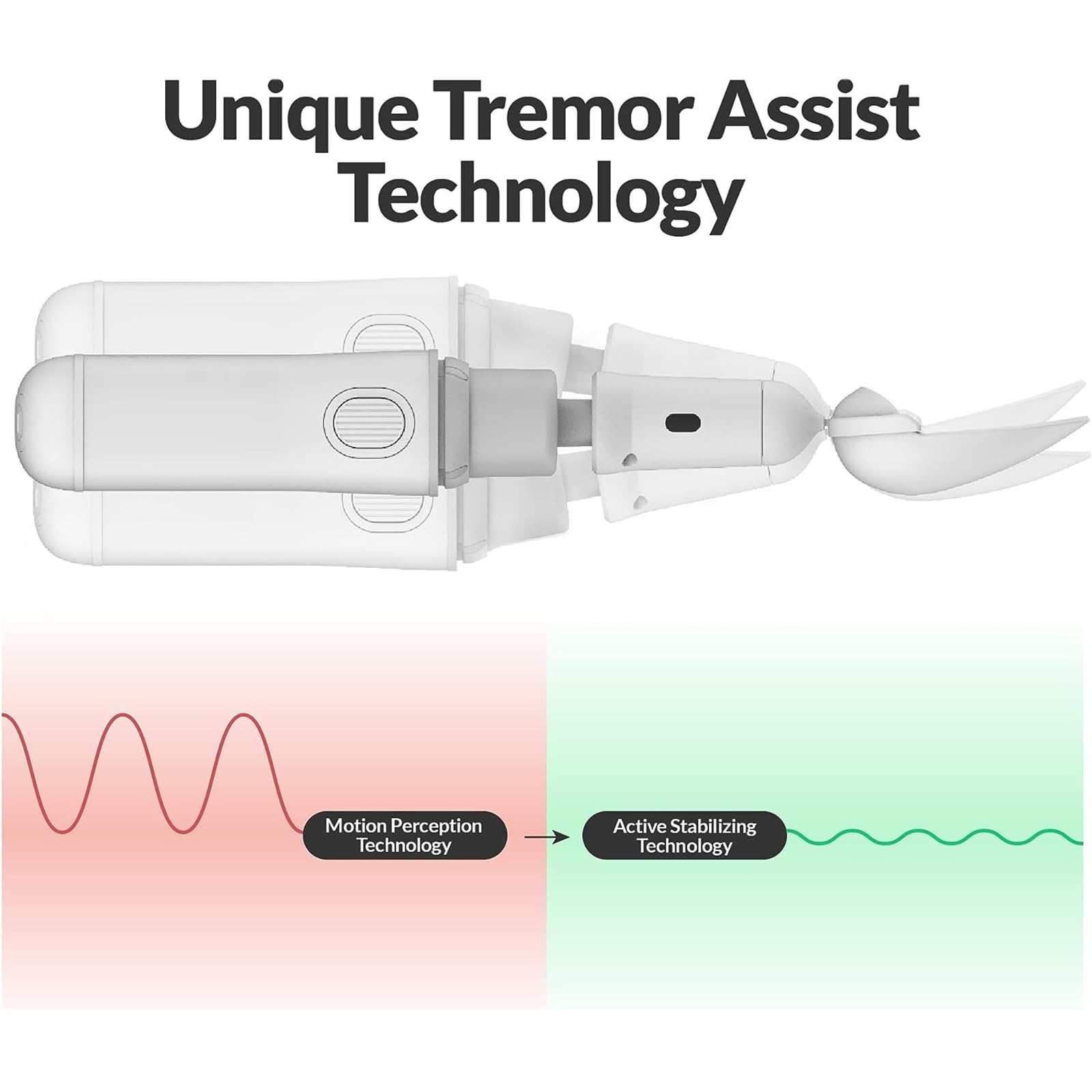 Cucchiaio Parkinson,Utensile Adattivo al Tremore delle ManiconAPP con Porzionesostituibile Testa Rotante Automatica,Anti-Vibrazione a 360° E Analisi dei Dati Alimentari,perictus,poliomielite