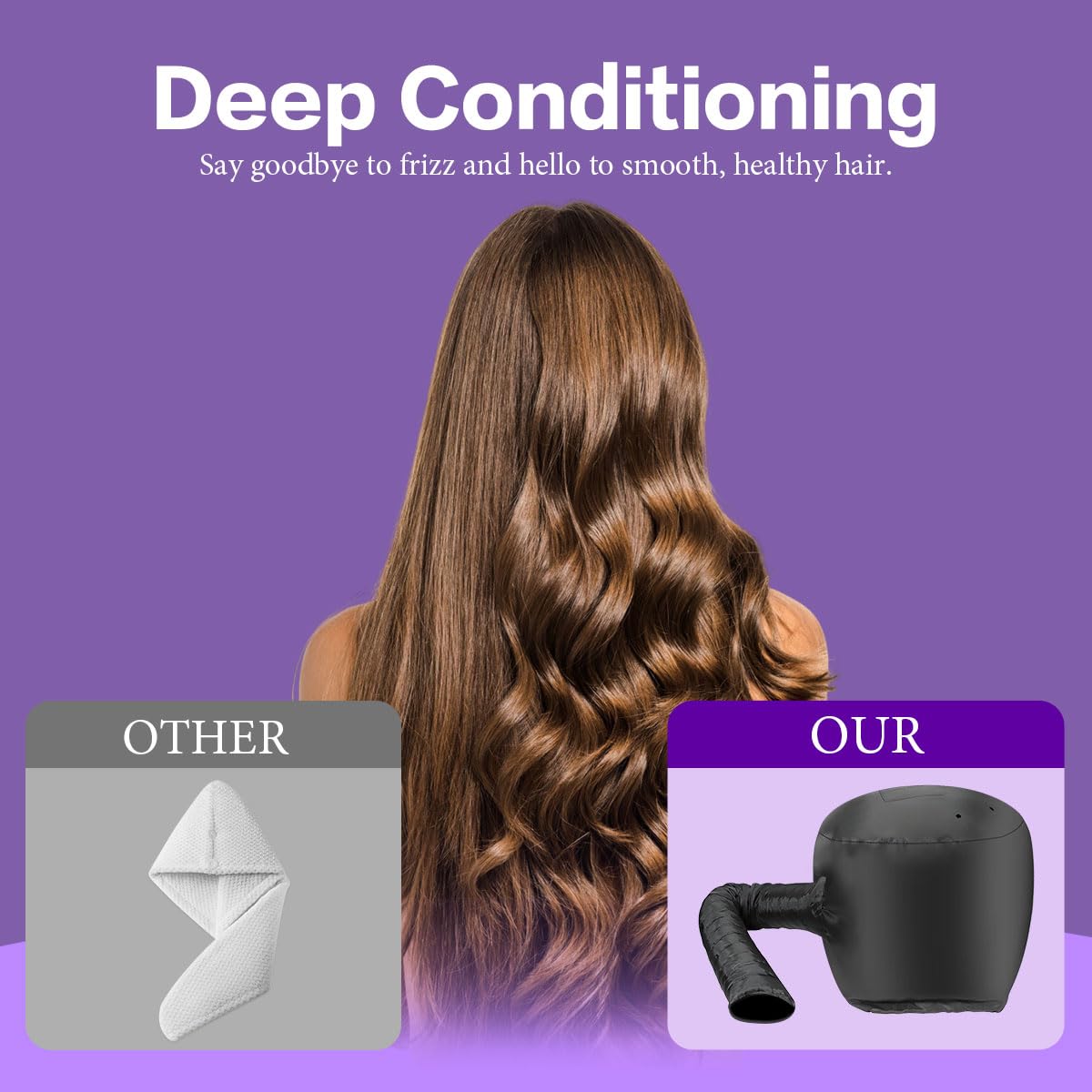 Secador de pelo con capucha, secador de pelo de secado rápido para cabello natural, acondicionamiento profundo, peinado y mejora de rizos, ajuste ajustable, distribución de calor, portátil y ligero 4