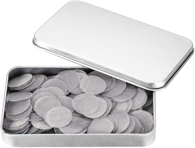 200 PCS Pipe Screens, 100% Stainless Steel Pipe Screen Filters, 15 mm (0.6 in) Pipe Screen with Metal Storage Box (15mm)