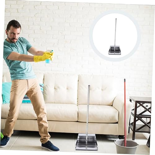 Miniatura 2 de Veemoon Pala de basura grande de mano, pala para mascotas, escoba para mascotas, recogedor de polvo de metal, mango largo, pala de acero inoxidable,