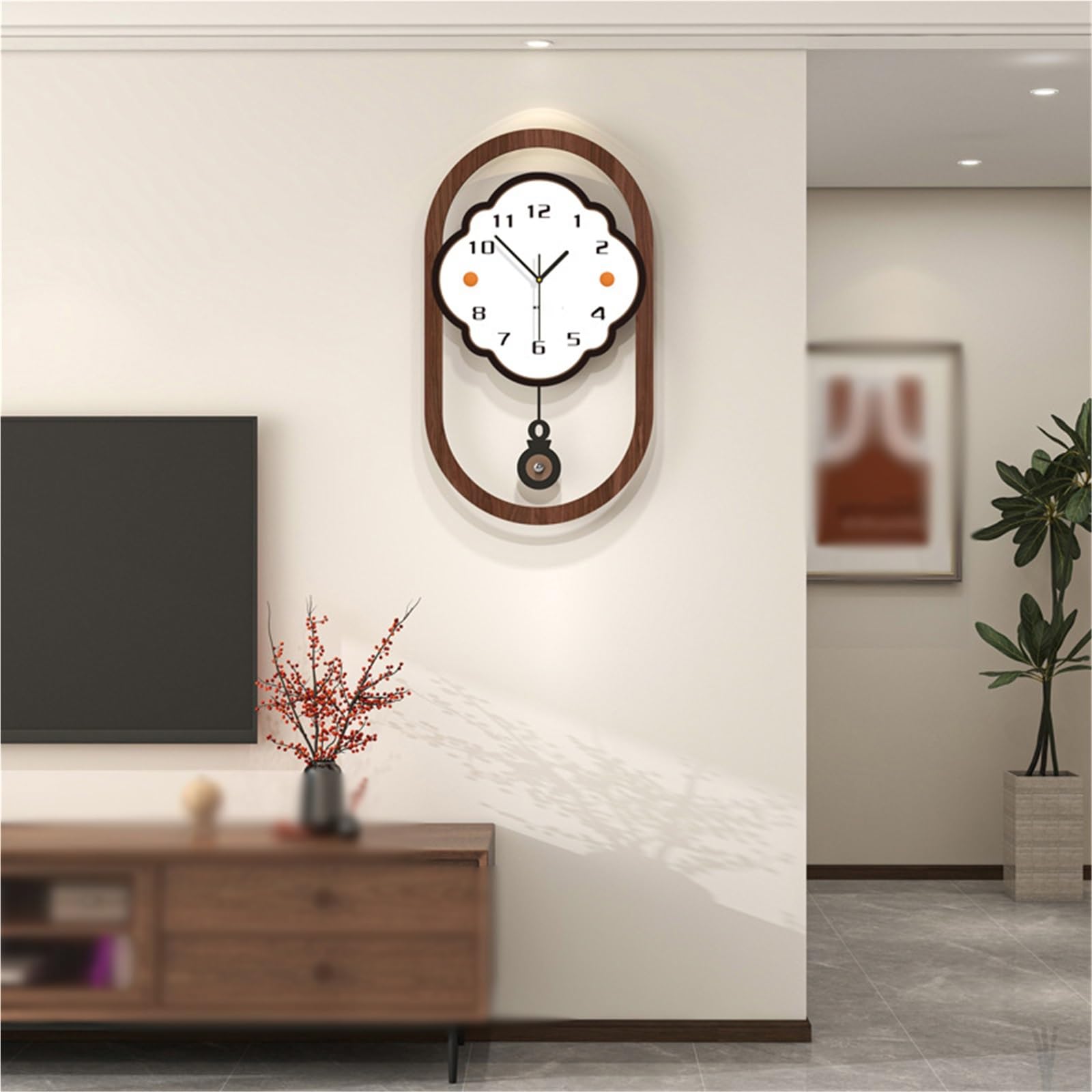Horloge murale moderne en bois Vnook pivotante et silencieuse pour salon