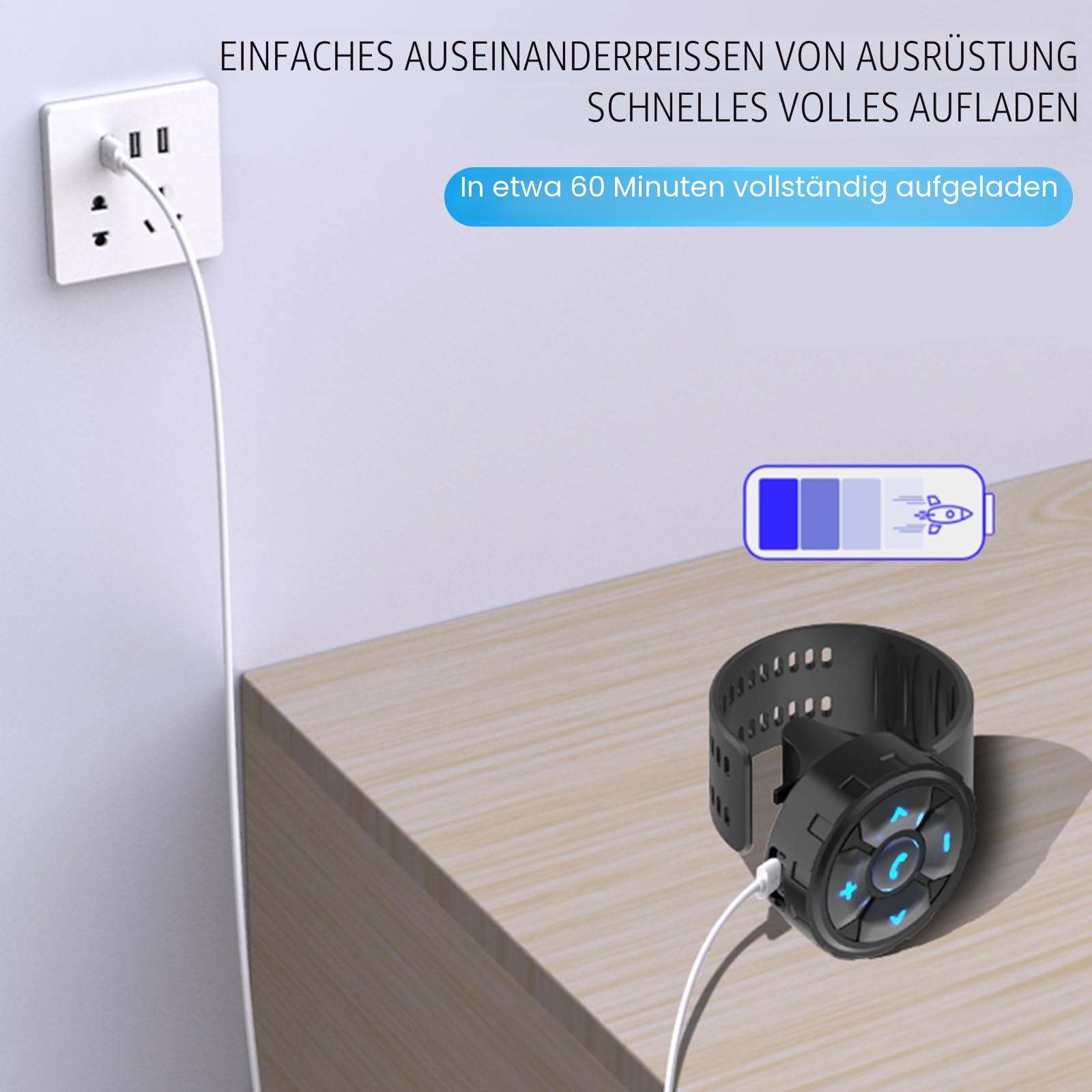 VOBOR Motorrad Bluetooth Fernbedienung, Drahtlose Bluetooth Media Taste, IP67 Wasserdichter Verstellbare Button Lenkradfernbedienung Controller für Motorrad, Fahrrad, Auto, Lenkrade, Helm Headset