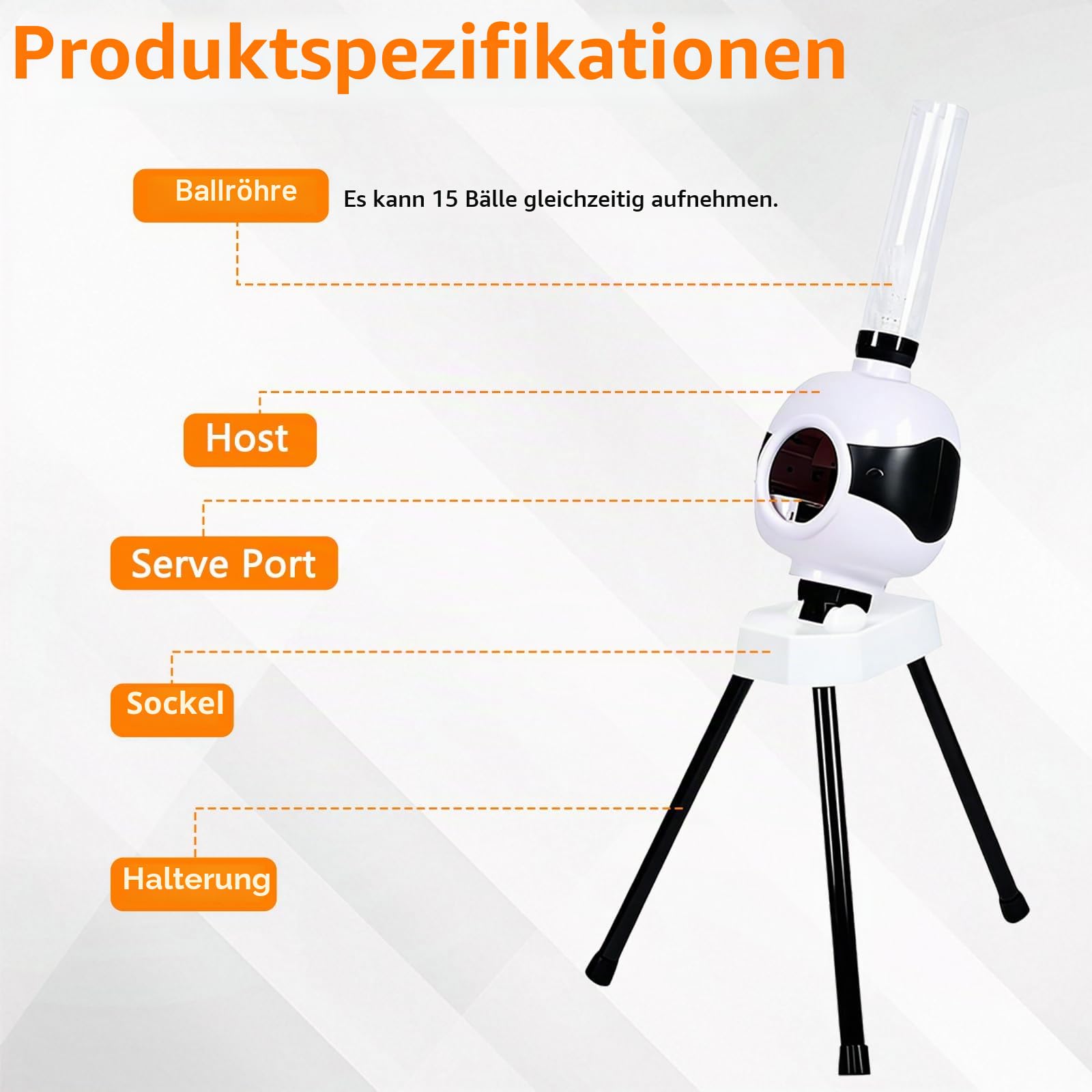 Badminton Aufschlagmaschine mit 18 Bällen, Badminton Trainingsmaschine, Automatischer Federballwerfer, Pitching Maschine Set für Indoor und Outdoor Spieltraining (ohne Batterien und Adapter)