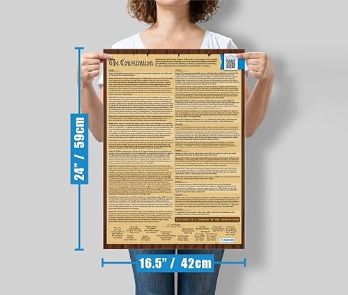 Miniatura 6 de Daydream Education Póster de la Constitución de los Estados Unidos, versión legible, póster laminado de historia estadounidense con cuestionario