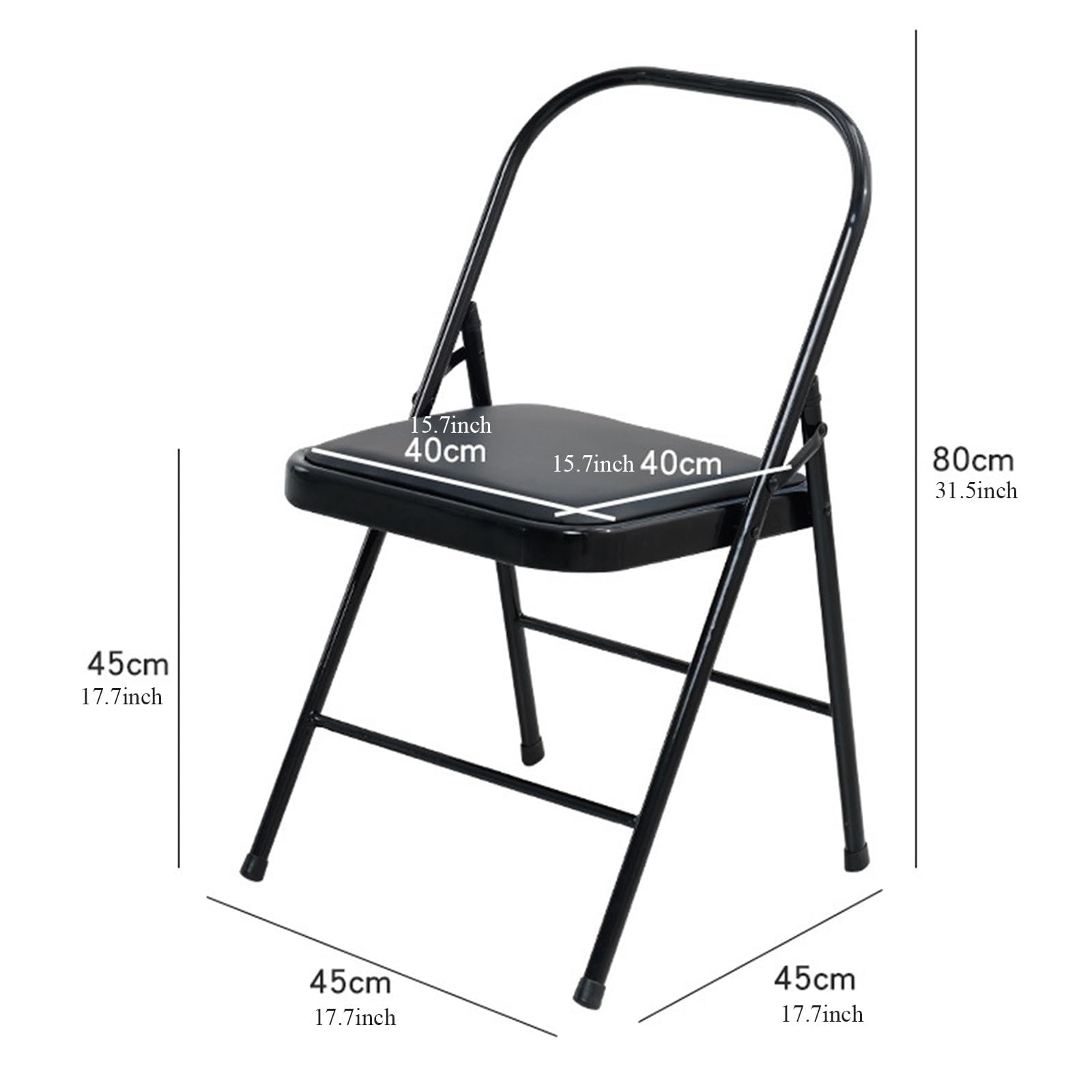 Sedia Pieghevole da Yoga e Pilates, Ausiliaria Iyengar, Rinforzata, Speciale per Yoga, Sedile Solido Antiscivolo Nero,Black