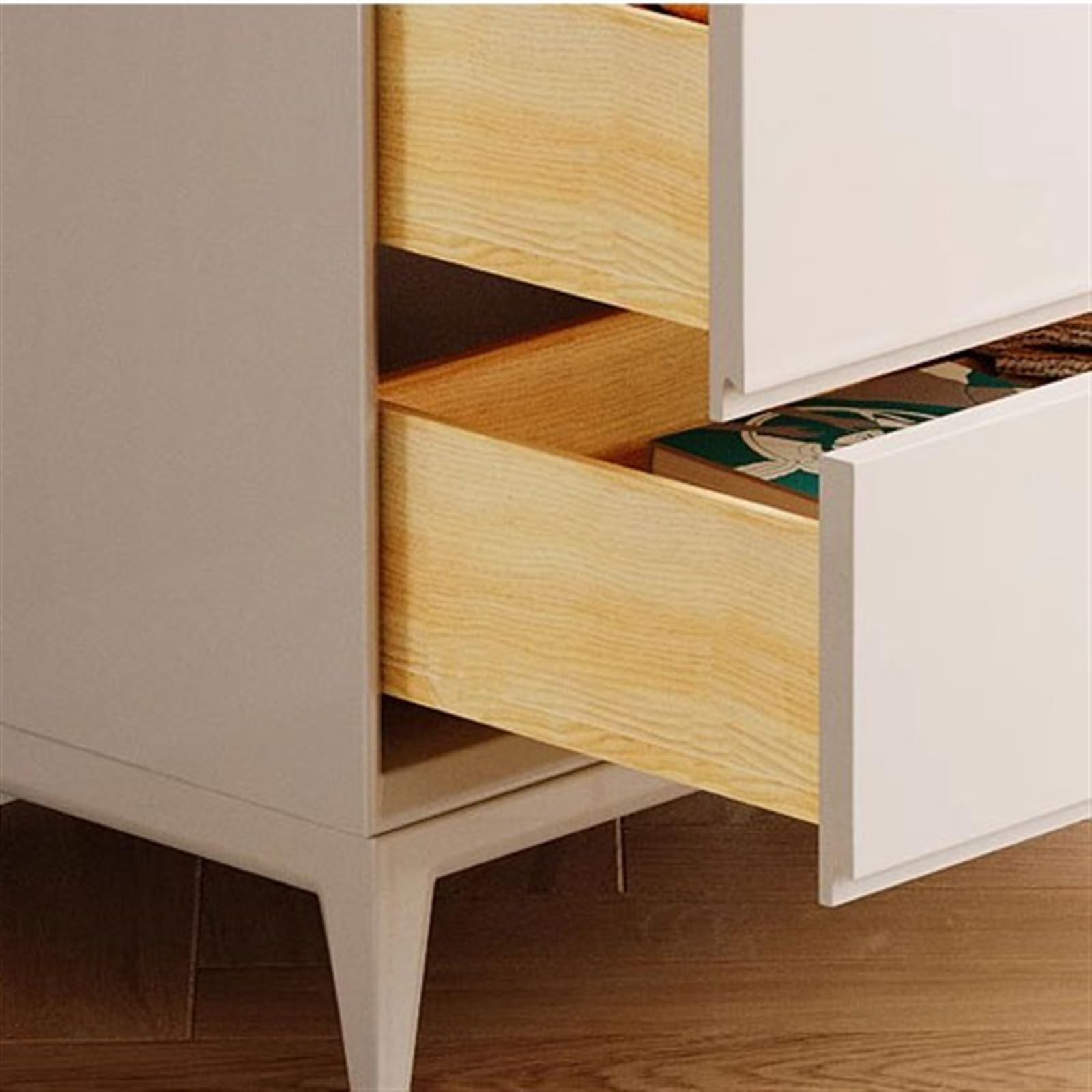 disegni di stoccaggio Cassettiera a 5 cassetti Comò di lusso leggero Camera da letto in legno massello a cinque Credenza decorativa for soggiorno moderna
