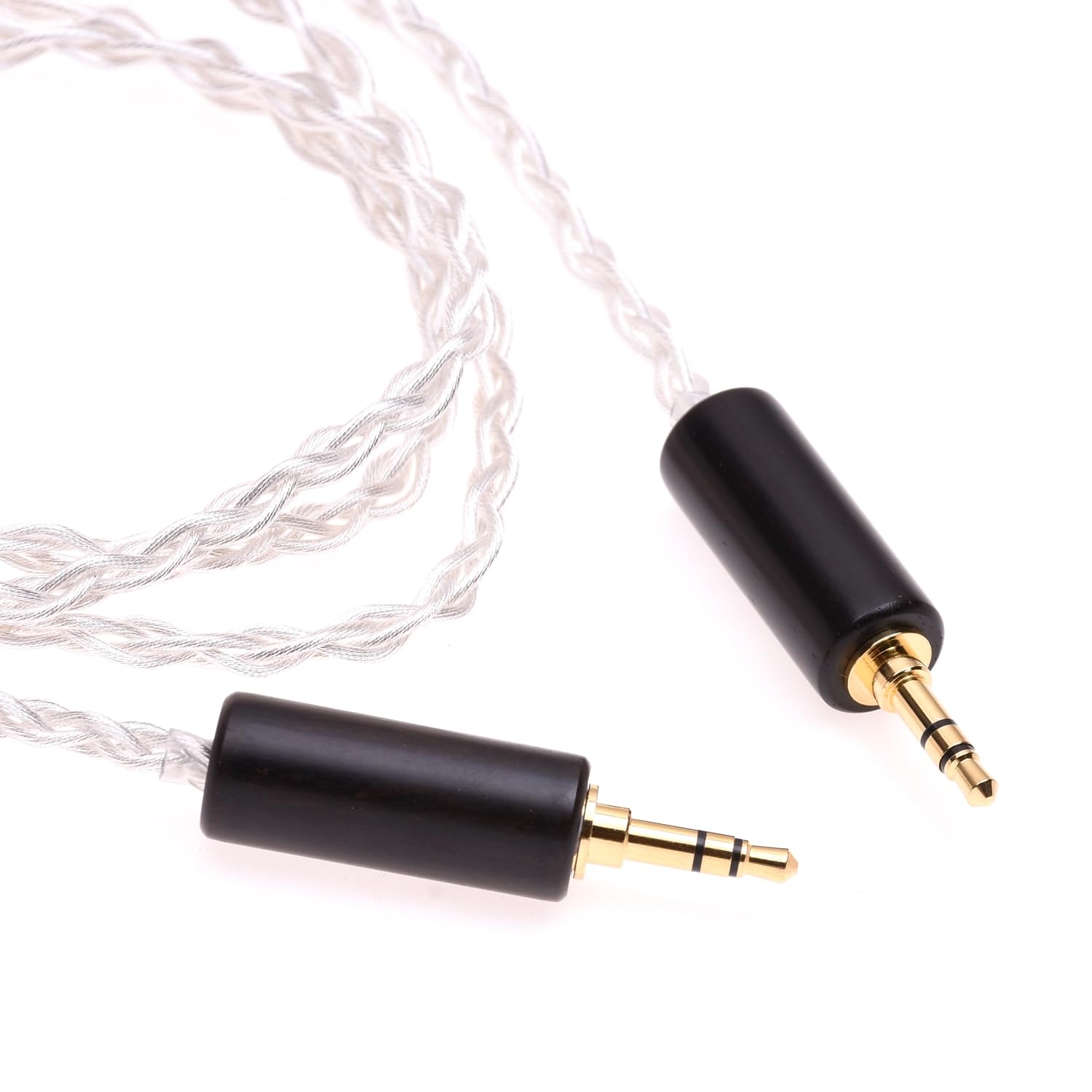 Câble audio auxiliaire stéréo 3,5 mm mâle vers 3,5 mm mâle en bois transparent 6N OCC plaqué argent 1 m