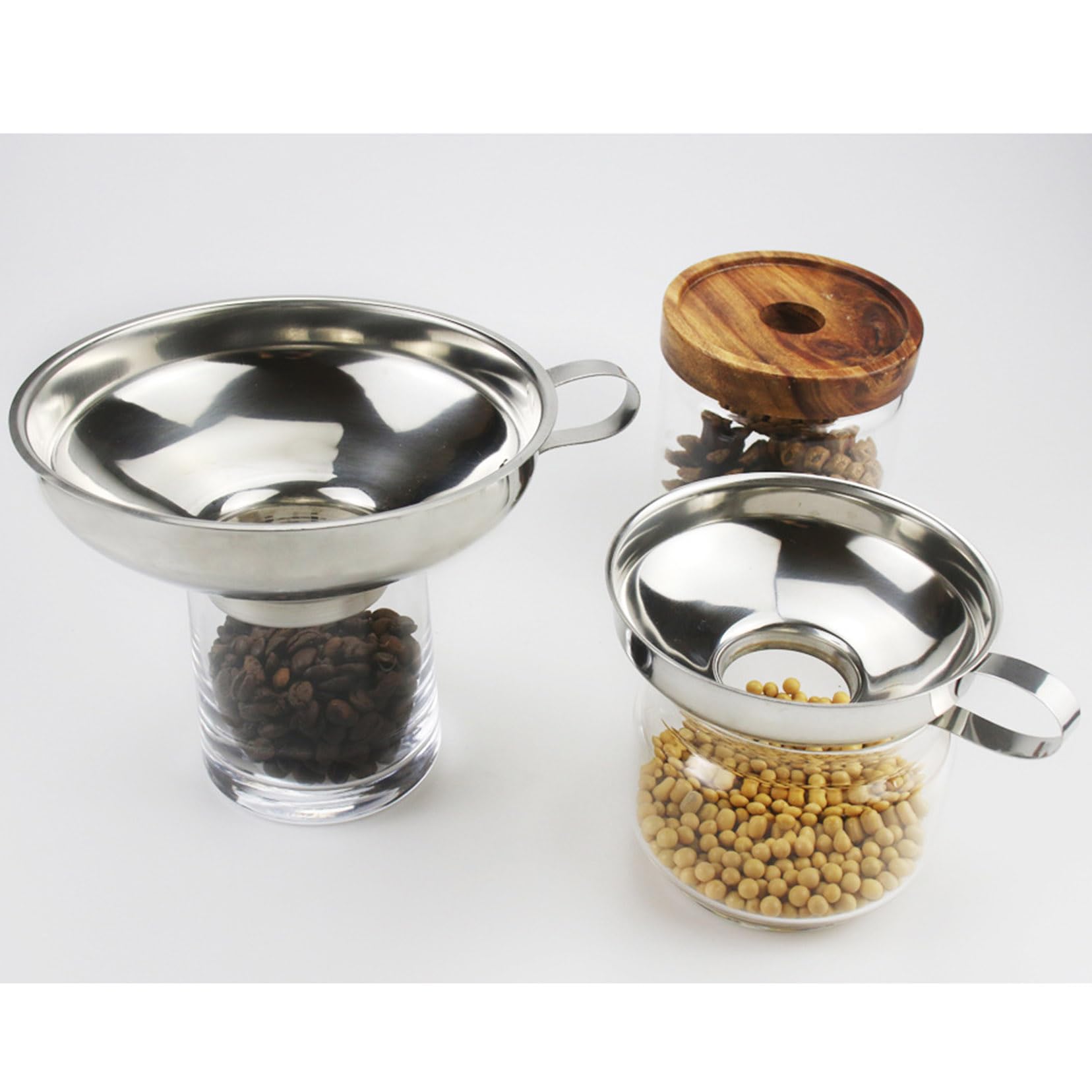 2 Pezzi Imbuti per Marmellata in Acciaio Inox Imbuto per Conserve Imbuti a Bocca Larga Set da Cucina per Liquidi Oli Polveri Fagioli Barattoli e Fiaschi Silver
