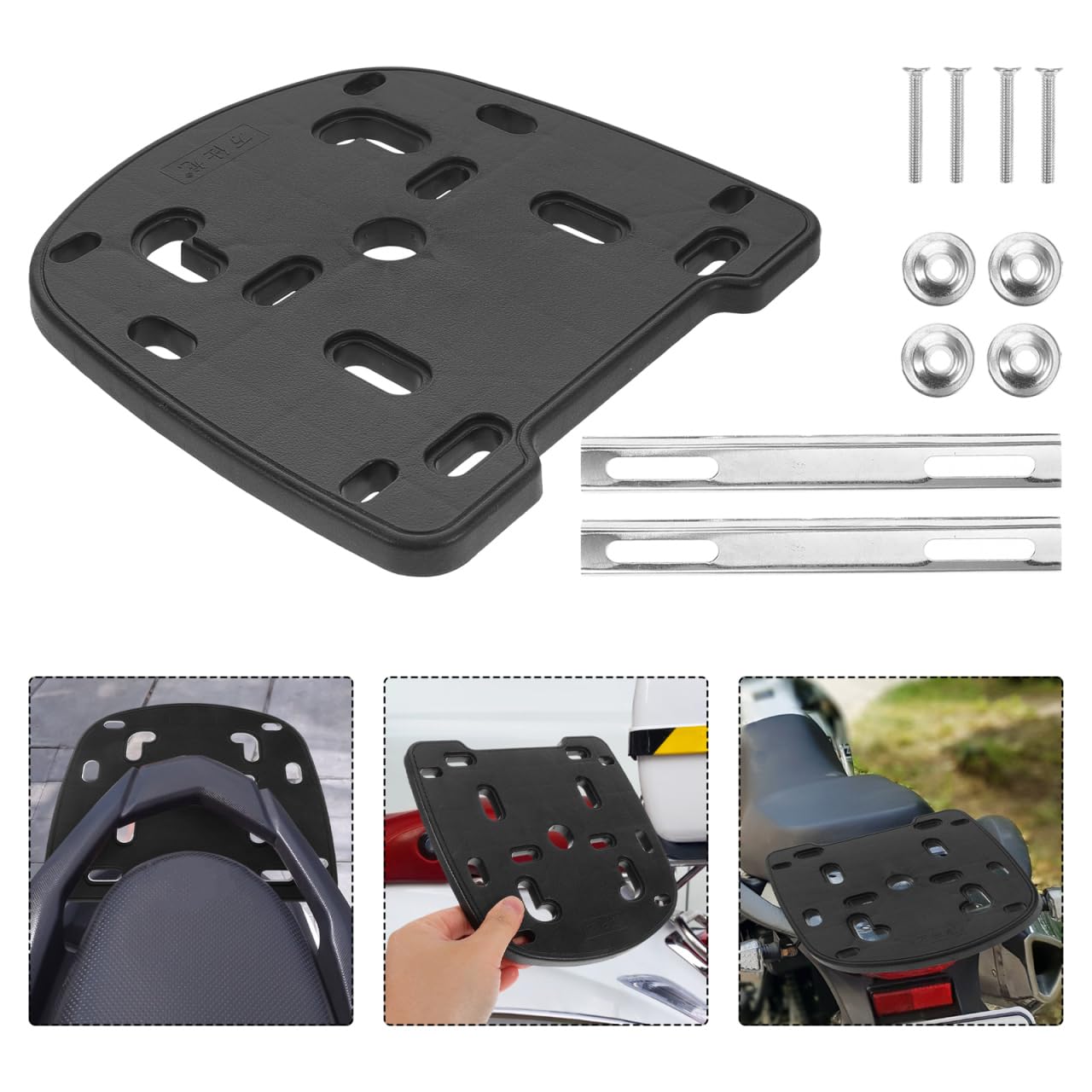 1 Jeu de Base de Tronc – Porte-Bagages arrière – à Dos de réservoir magnétique – Support pour Top Case – Noir PP