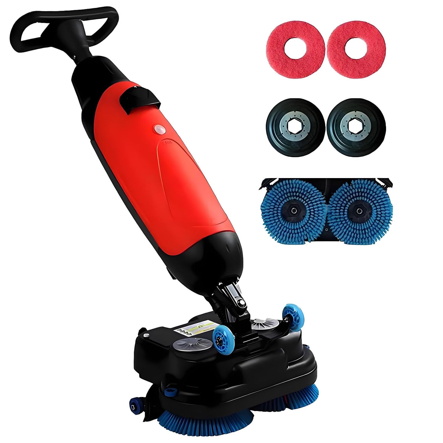 Lavasciuga Pavimenti Professionale, lavasciuga Pavimenti Commerciale Portatile, con Doppie spazzole rotanti a 360°, 240 Giri/min, Larghezza di aspirazione 450 mm, Testa Girevole a 360° Red