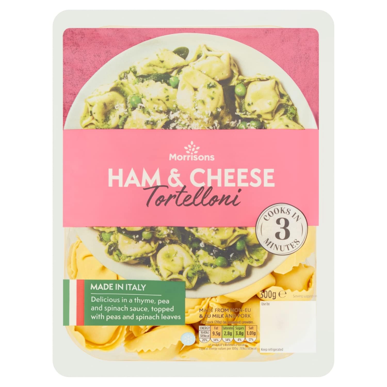 Morrisons Italian Ham And Cheese Tortelloni Pasta 300g