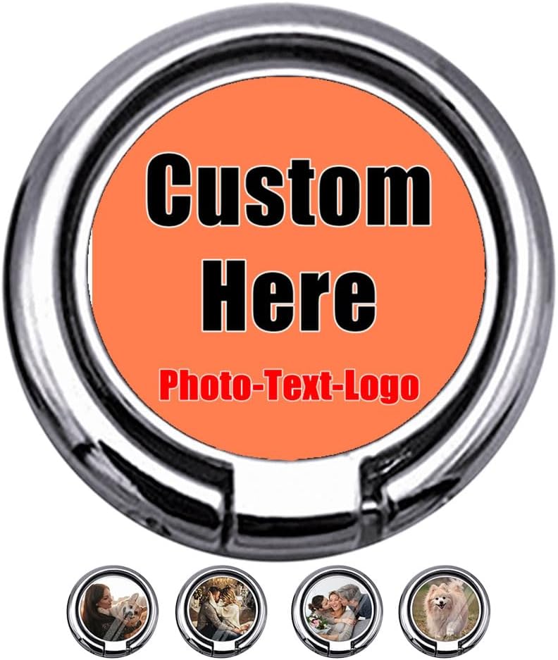 Personalized Pet Face Stainless Steel Phone Grip - Custom Initials Durable Ring Stand, Foldable Portable for Smartphones Tablets, Coral