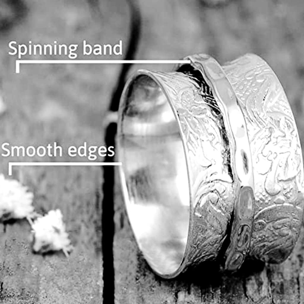 Jude Jewelers Stainless Steel Floral Pattern Chunky Size Rotating Spinner Band Ring - Image 2