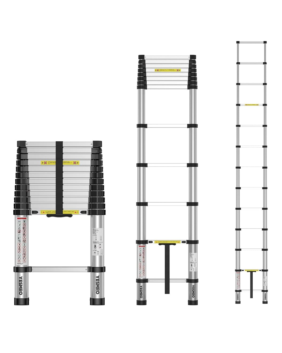 Telescoping Ladder 12.5ft,One Button Retraction Aluminum Telescope Ladder w/Slow Down Design,Extension Extendable Collapsible Step Ladder for Home,Non-Slip,330lbs Capacity