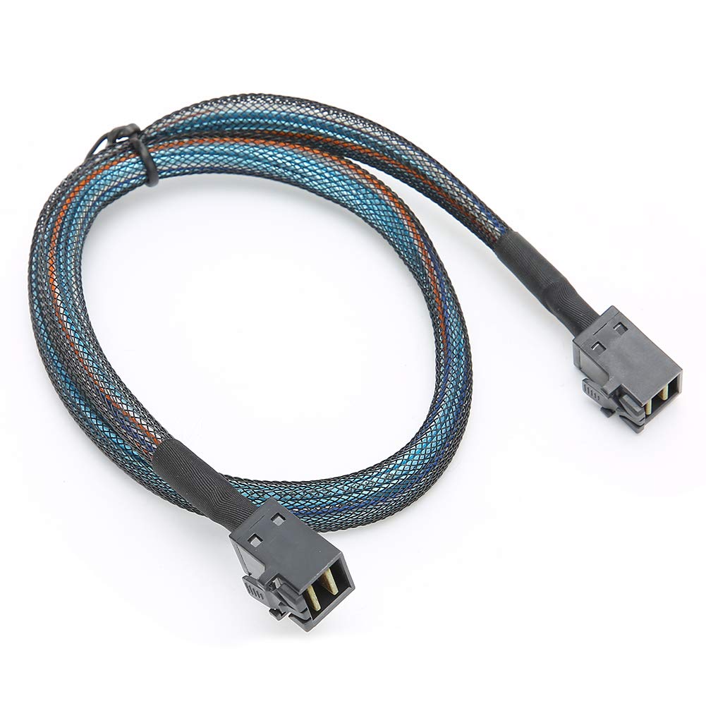 Mini SAS Kabel, 1Meter/0.5Meter SFF-8643 zu SFF8643 H0106 Server Kabel, 12 Gbit/s Nylon geflochtener SAS Festplatten Adapter Kabel Datenkabel(1m)