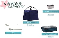 Vista 3 de MINCOCO Bento - Lonchera a prueba de derrames, ecológica, contenedor de almacenamiento de alimentos con una gran bolsa de almuerzo, tarro de salsa