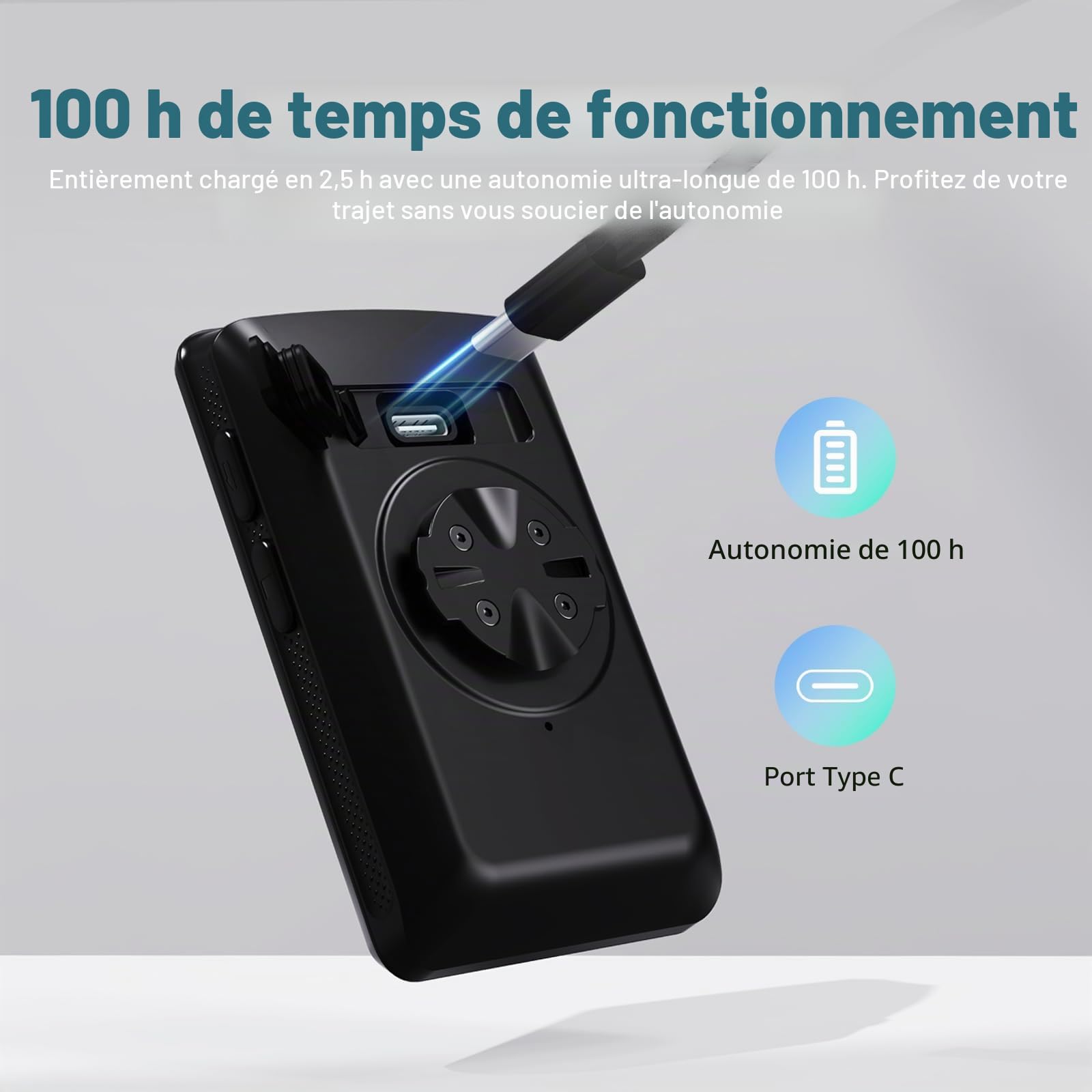 CYCPLUS ANT+ Ordinateur de vélo GPS avec Bluetooth 5.0, écran LCD de 2,8", compteur de vitesse avec plus de 100 heures d'autonomie et rétroéclairage automatique, étanchéité IP67