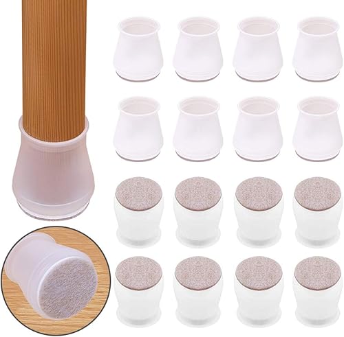 Miniatura 1 de Tapas para patas de silla, protectores de silicona para patas de silla para madera dura, suelos, muebles, patas de mesa con almohadillas de fieltro,