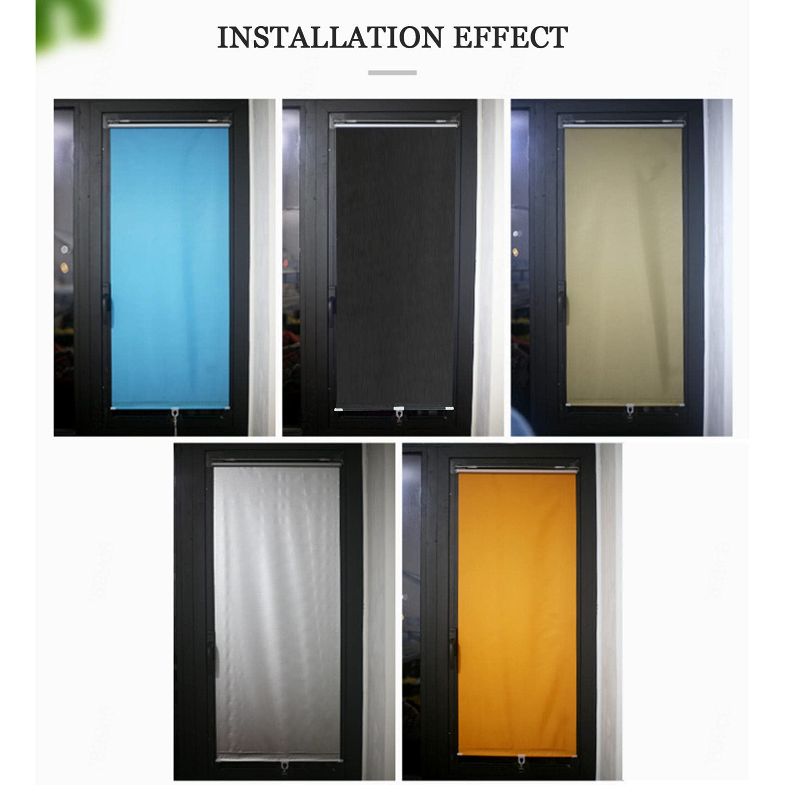 Persiana enrollable opaca de 30 x 125 cm, protección UV, bloqueo de luz, fácil de instalar, para el hogar y la oficina, tela 100% de bloqueo de luz