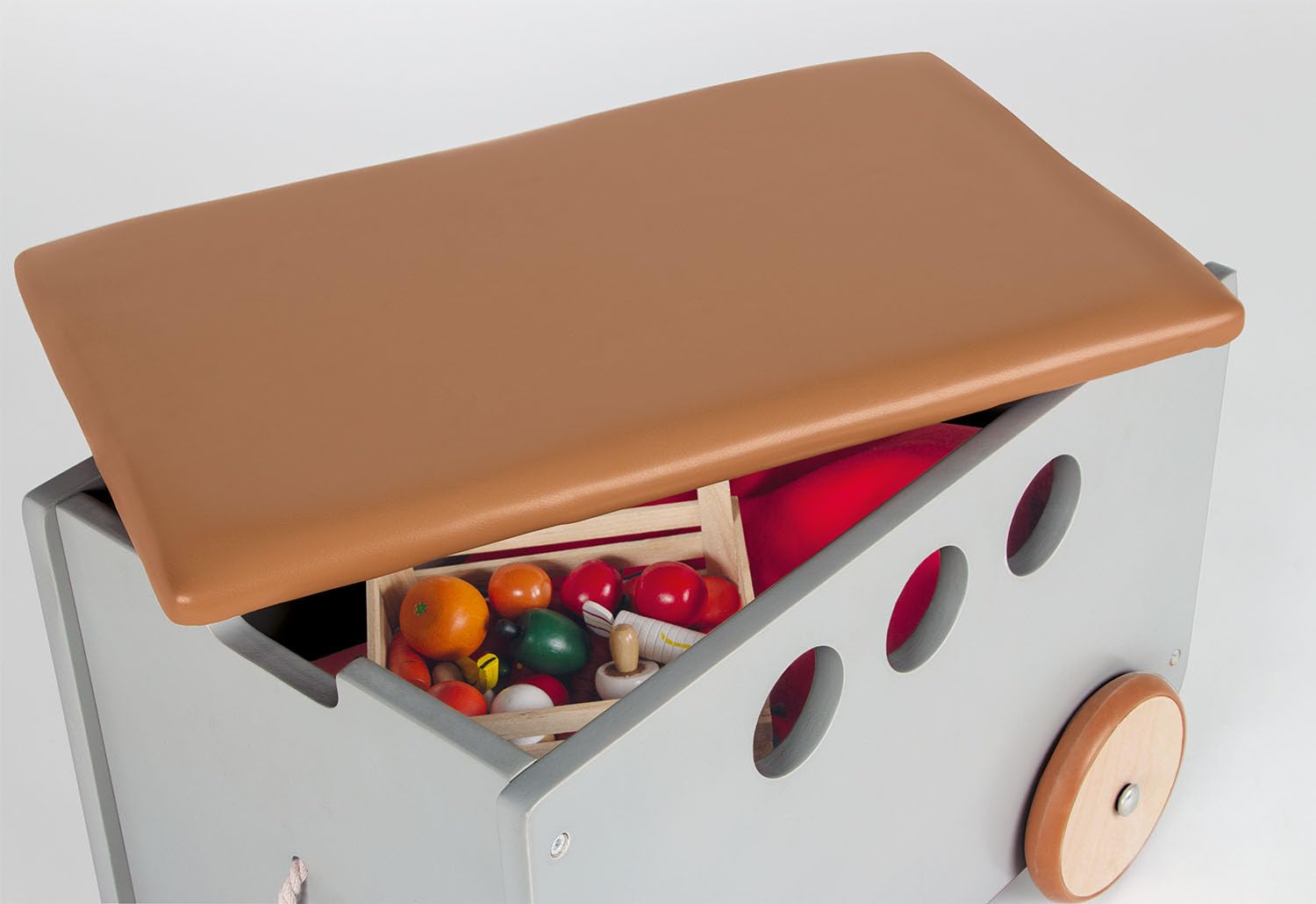 Rebecca Mobili Speelgoedkoffer voor kinderen, met deksel, opbergdoos van hout, Mdf wit, voor speelgoedschoenen, ingang voor kinderkamer, afmetingen h x b x d: 44,5 x 80 x 40 cm - art. RE6729
