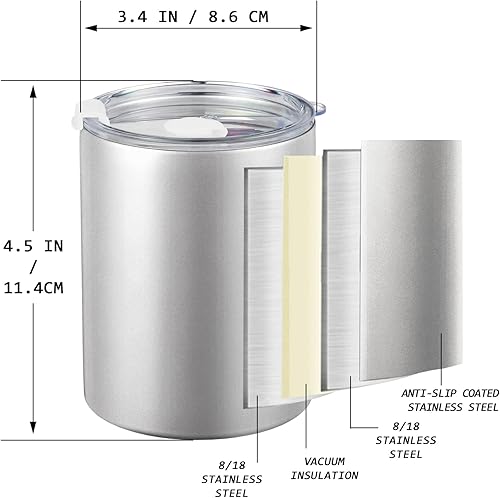 Miniatura 2 de Puraville Vasos aislados de 12 onzas con tapa y pajilla, taza de café de acero inoxidable de doble pared al vacío para viajes, oficina, hogar, color