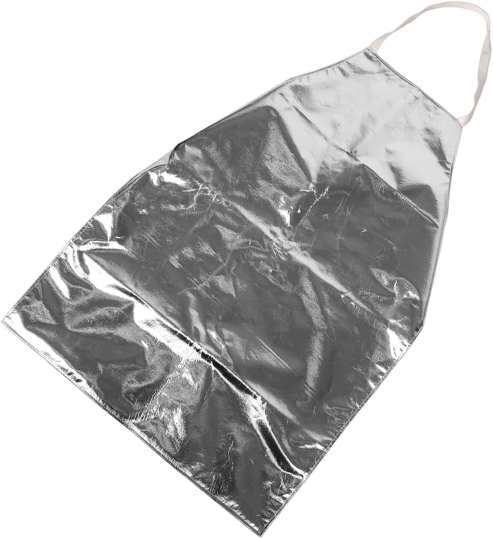 Lurrose Fireproof Industrial Welding Apron Heavy Duty Safety Apron with Straps Insulated for High Heat Environments Reflective