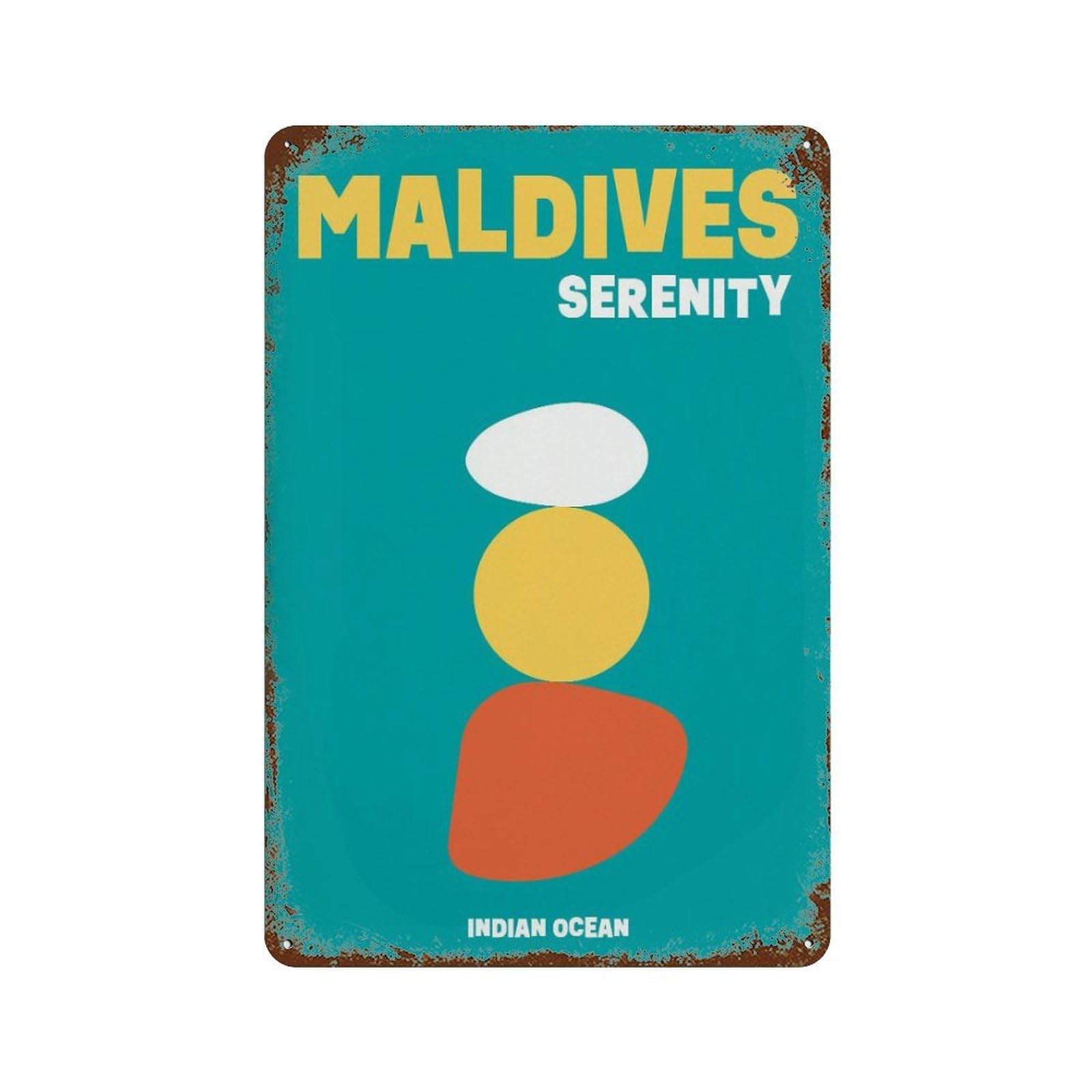 xiaoxiaoshen Maldives Serenity Colorful Travel Wall Decor Art Metal Tin Poster Modern Home Decor Art Home Bar Shop Decorations Vintage Sign 30x20cm
