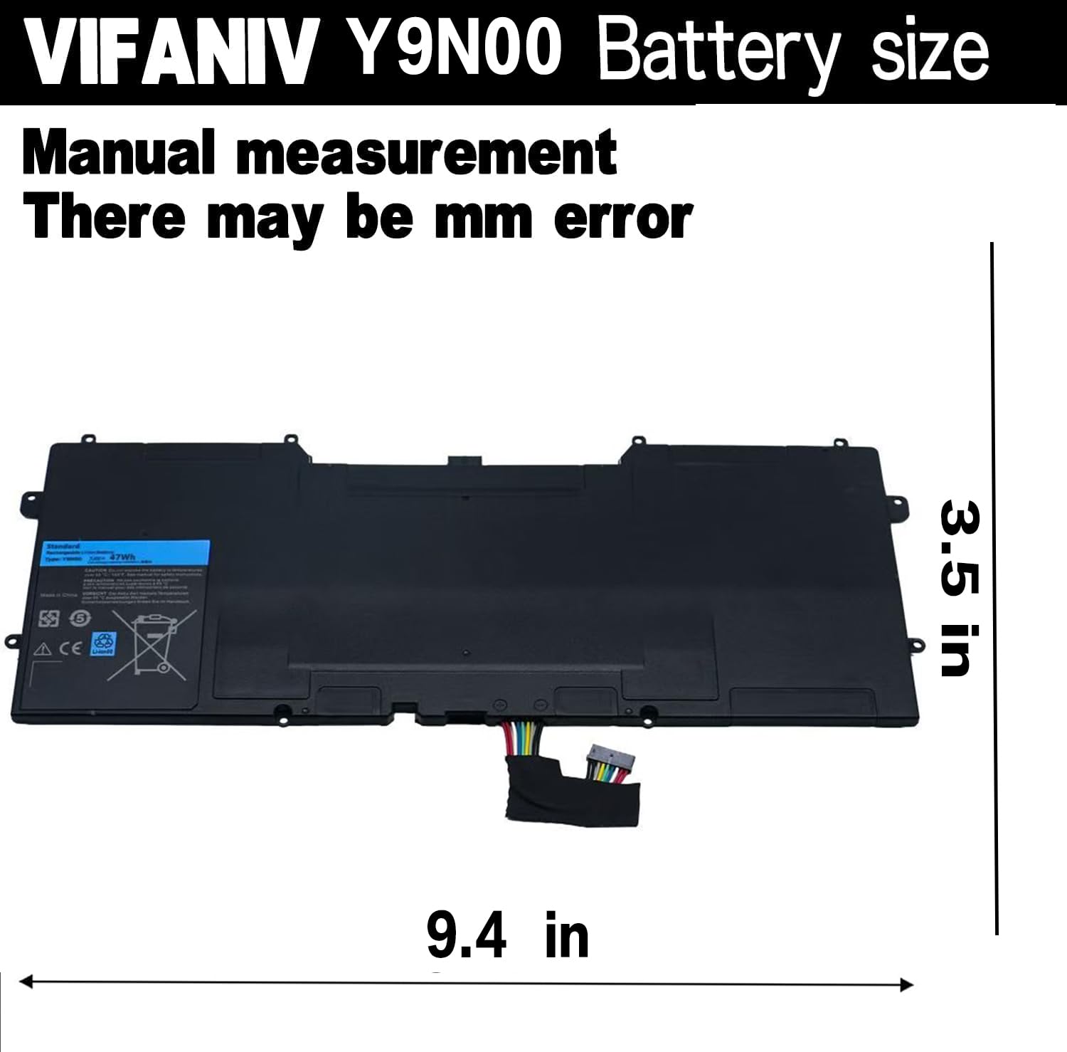 vhbw Batteri kompatibelt med Dell XPS 12-9Q23, 12-L221x, 12D-1708, 13 Ultrabook, 13-L321X, 13-L322X, L321X bärbar dator (5800 mAh, 7,4 V, Li-Ion, svart