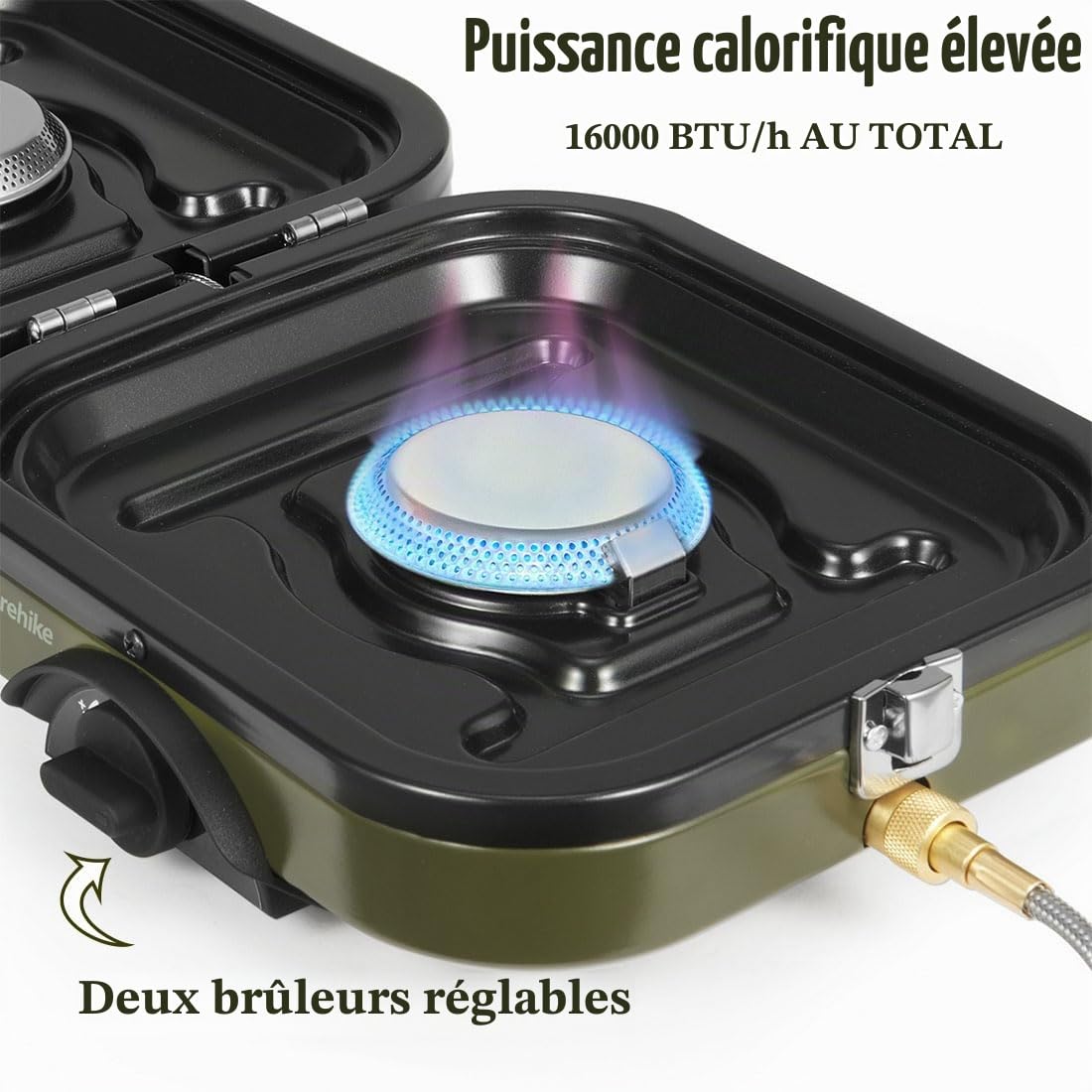 Naturehike Réchaud de Camping à Gaz 2 en 1 - Poêle à Frire Avec Brûleurs Réglables, Poignée de Transport - Portable, en Fer, Parfait Pour le Camping et la Randonnée