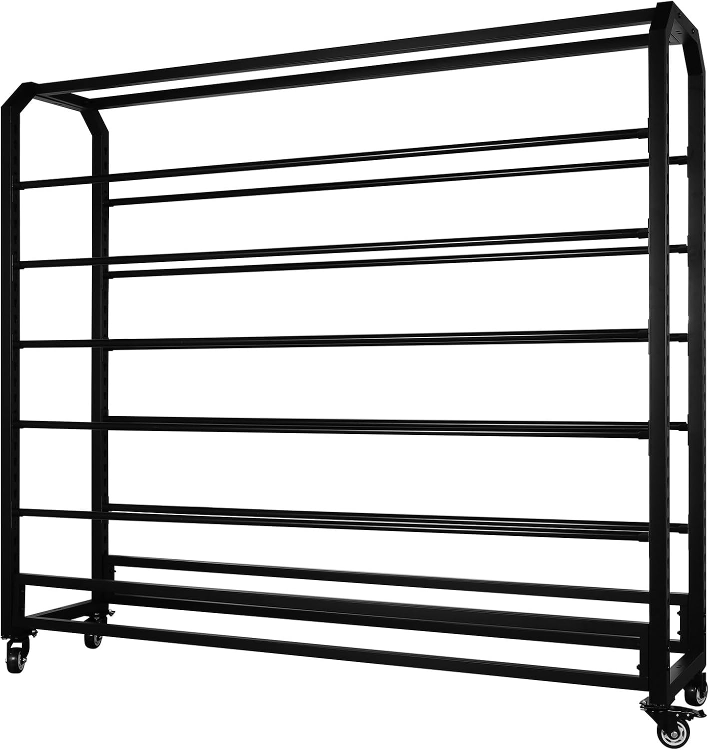 10 Rods Large Textile Commercial Fabric Roll Storage Rack with Adjustable Hanging Rod Vinyl Roll Holder with Wheels Metal Vinyl Rack for Car Wrap Material Transfer Paper Tape Wallpaper Window Film