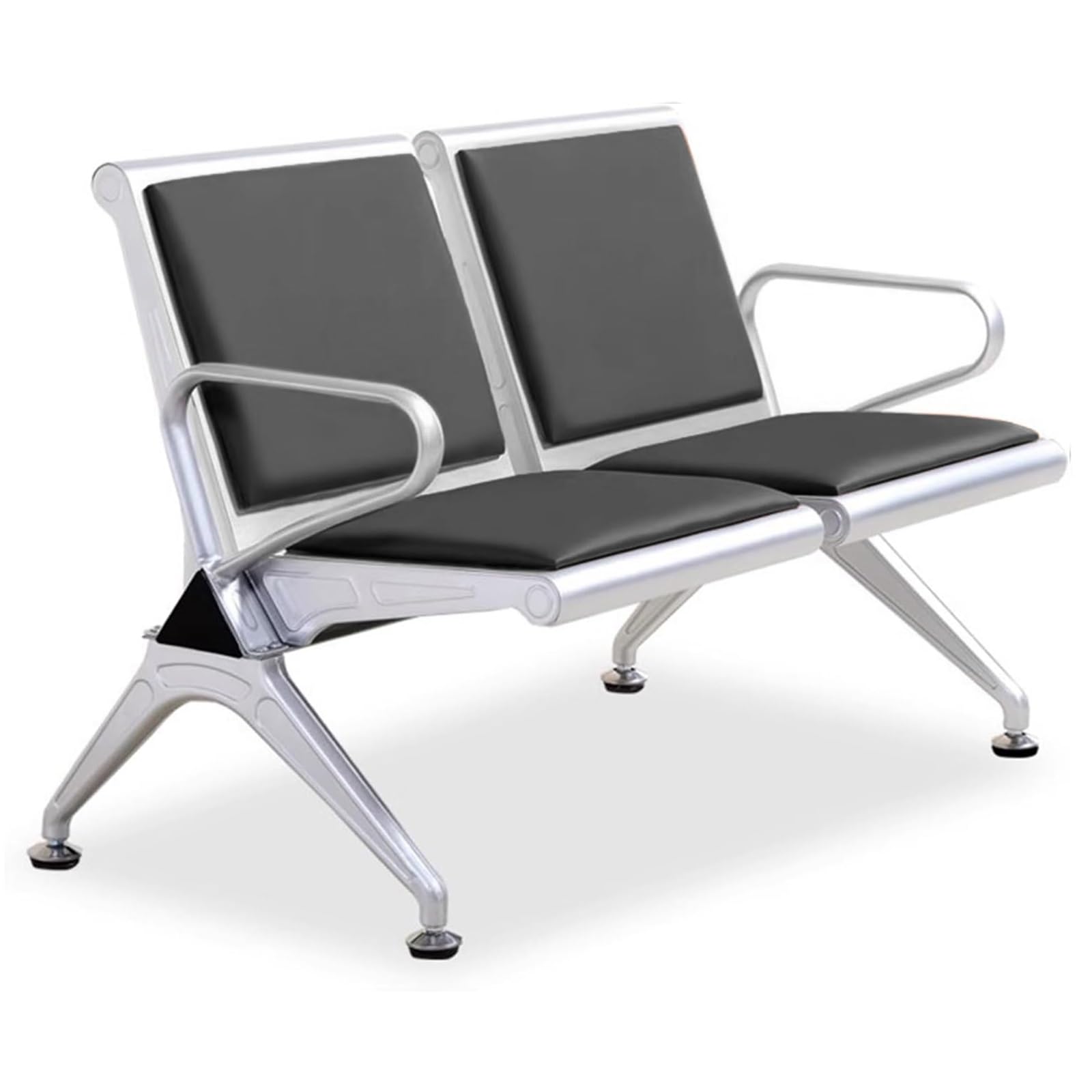 ASerZenith Polyurethane Waiting Room Chairs With Armrests - Durable Reception Bench For Banks, Hospitals, And Entryways,Noir