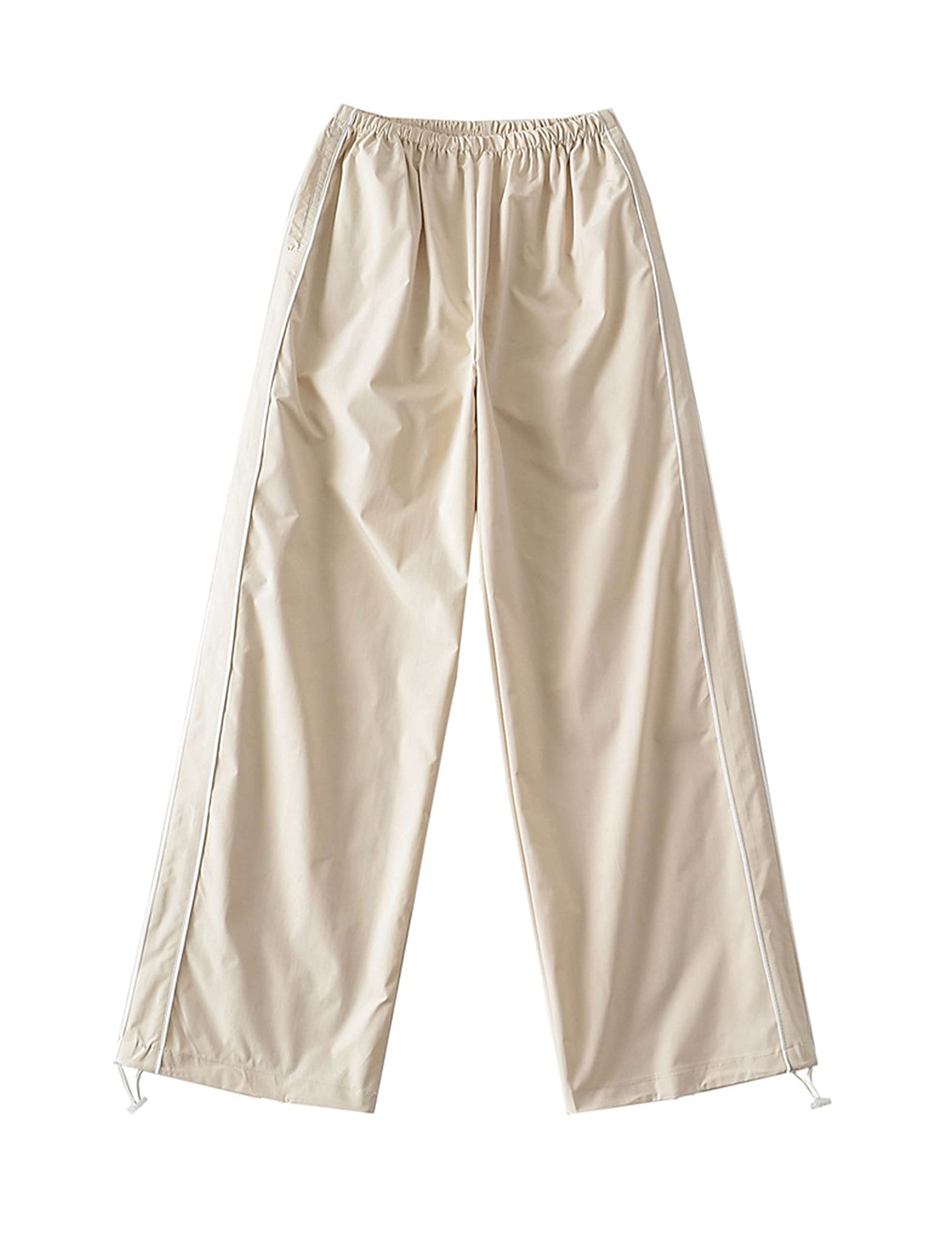 Zontroldy High Waisted Straight Leg Striped Sports Pants for Women Loose Fit Trousers with Pockets