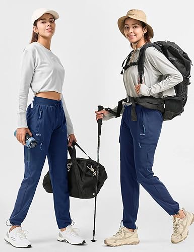 Miniatura 5 de BVVU Pantalones de senderismo para mujer, ligeros, de secado rápido, para viajes, exteriores, impermeables, con bolsillos con cremallera