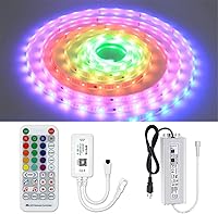 Vista 1 de Kit de tira de luz LED RGB direccionable de 10 pies para exteriores, resistente al agua, 12 V, WS2811, con controlador de sincronización de música