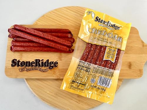 Miniatura 2 de Stoneridge Old-Fashioned Quality Palitos de carne Cheddar de 7 onzas (7 palitos de carne de una onza), palitos de carne de cecina, sin MSG, sin