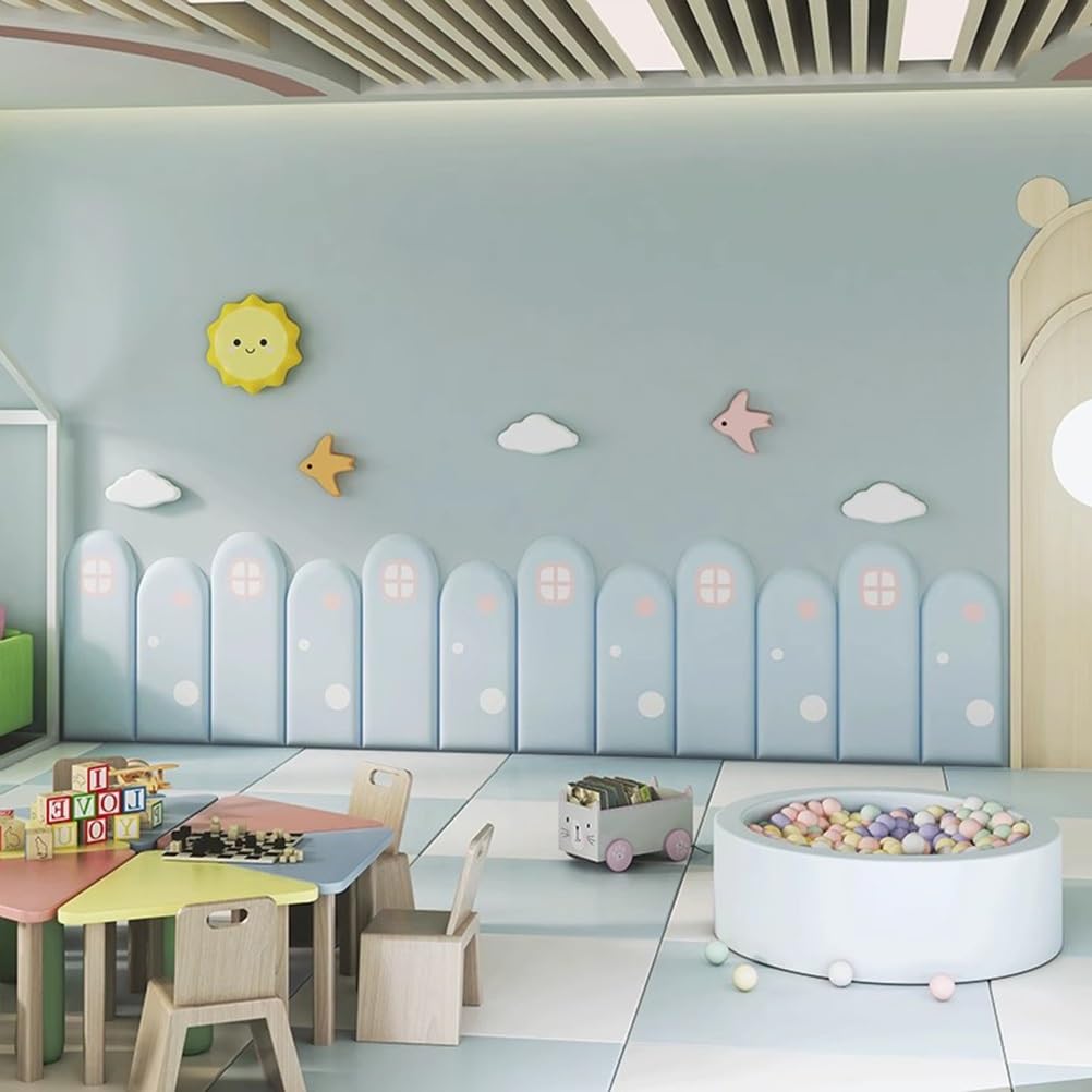 3D Anti-Collision Wall Stickers 6 sztuk antykolizyjne naklejki ścienne PU wyściółka ścienna samoprzylepne panele ścienne 3D poduszka ścienna wyściółka do pokoju dziecięcego miękka naklejka(Green-2)
